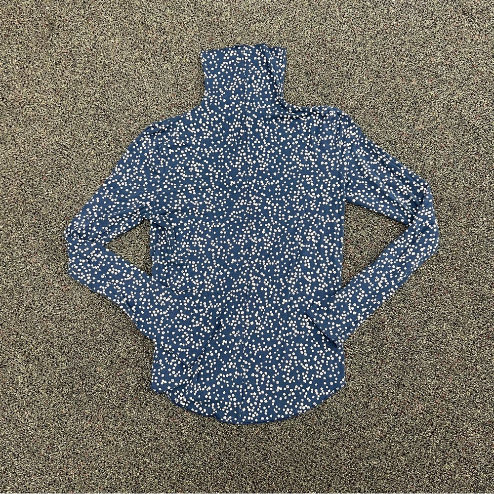 GAP Blue & White Floral Print Lightweight Turtleneck Cotton Shirt Sweater Sz M - Picture 4 of 12